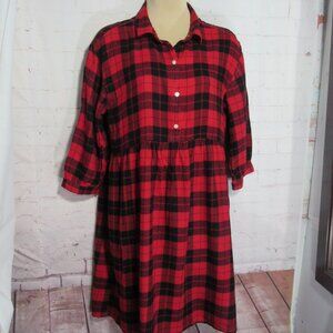 BIG GIRLS XXL 16 BUFFALO PLAID FLANNEL HOLIDAY DRESS  PIT TO PIT 17"